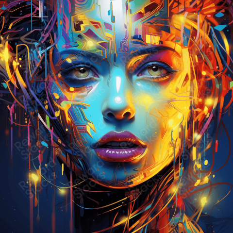 Tech Painting Abstract Woman