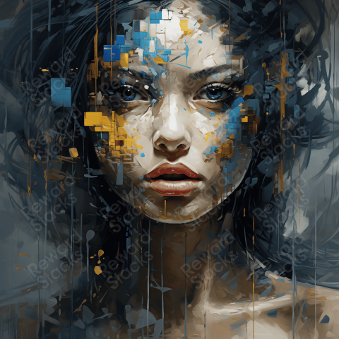 Dark mixed media painting