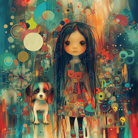 Colorful print of friends