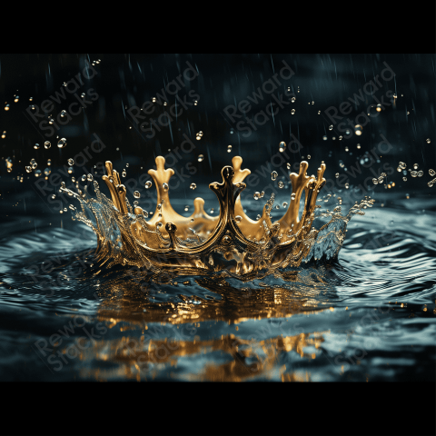 Crown of kings in the rain water splashes