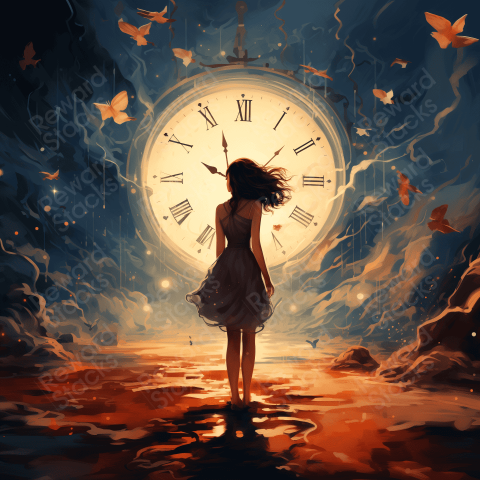 Digital art painting of the broken time
