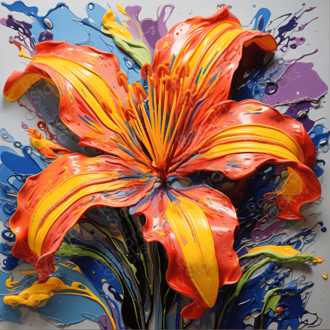 Painting of a lily flower