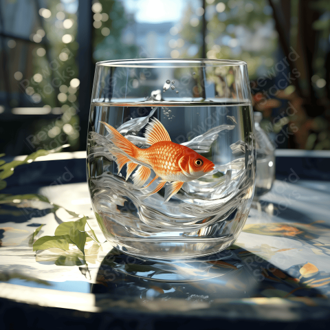 Golden Fish in the glass of water