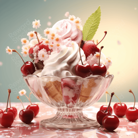 Ice cream delicious cherries