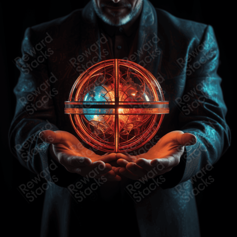 Static globe in armillary  glowing colors