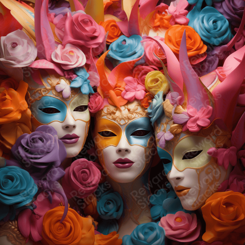 Many women with different colored masks