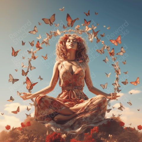 Meditating made with flowers