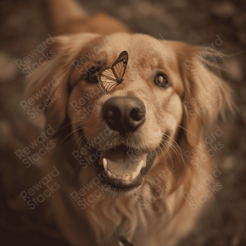 Dog with Butterfly on nose