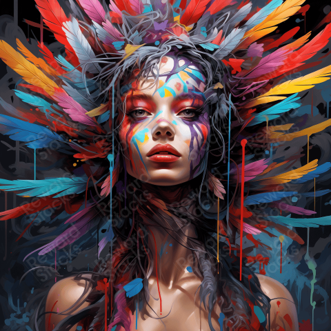 Paint girl in colors