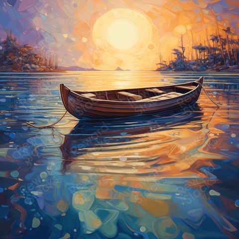 Landscape with boat in a water