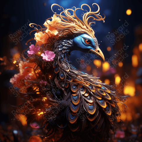 Creative Peacock with Flowers