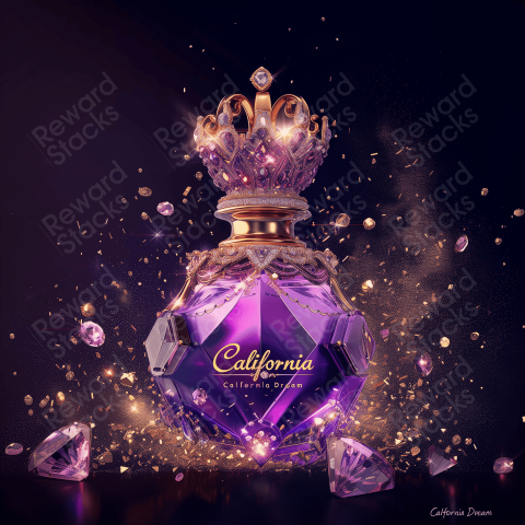 Purple and crystal diamonds perfume bottle