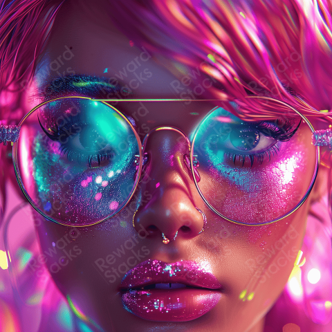 Girl in glasses shining