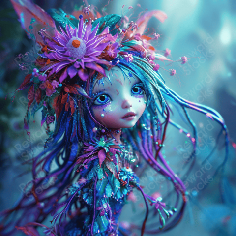 Tiny alien elven girl in purple