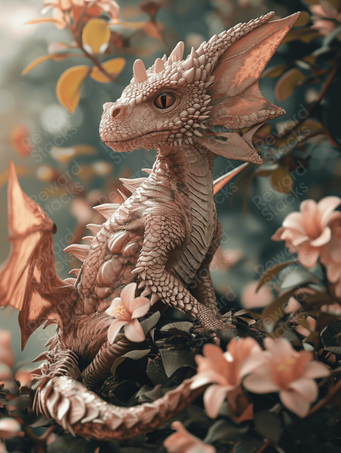 Dragon in flowers