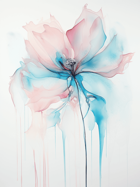 Watercolor flower translucent