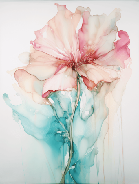 Watercolor one flower translucent